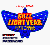Buzz Lightyear of Star Command title screen for GameBoy Color